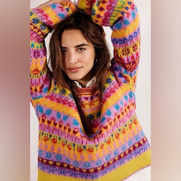 NWT- Free People Multicolor Knit wool Sweater brand new - Picture 7 of 16